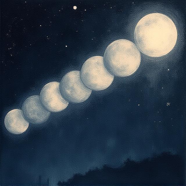 Lunar Progression Series showcasing moon phases art